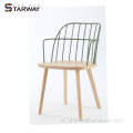 التصميم الحديث كرسي ذراع الخشب الصلب كرسي الطعام